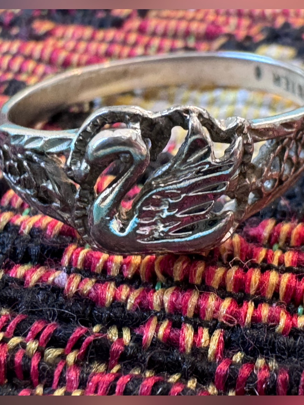 Vintage Sterling Silver Swan Ring